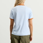 Adidas Women's 3S Crochet Stripe T-Shirt in Crystal Sky