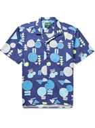 GITMAN VINTAGE - Camp-Collar Printed Cotton Shirt - Blue