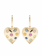 Roxanne First 14K Yellow Gold Kaleidoscope Heart Sapphire Hoop Earrings