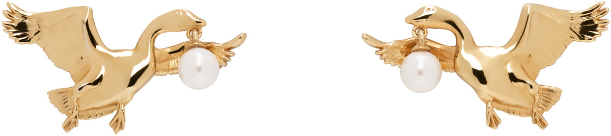 Moschino Gold Archive Goose Earrings