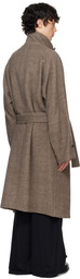RAINMAKER KYOTO Brown Stand Collar Belted Coat