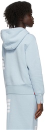 Thom Browne Blue Double Face Cashmere 4-Bar Hoodie