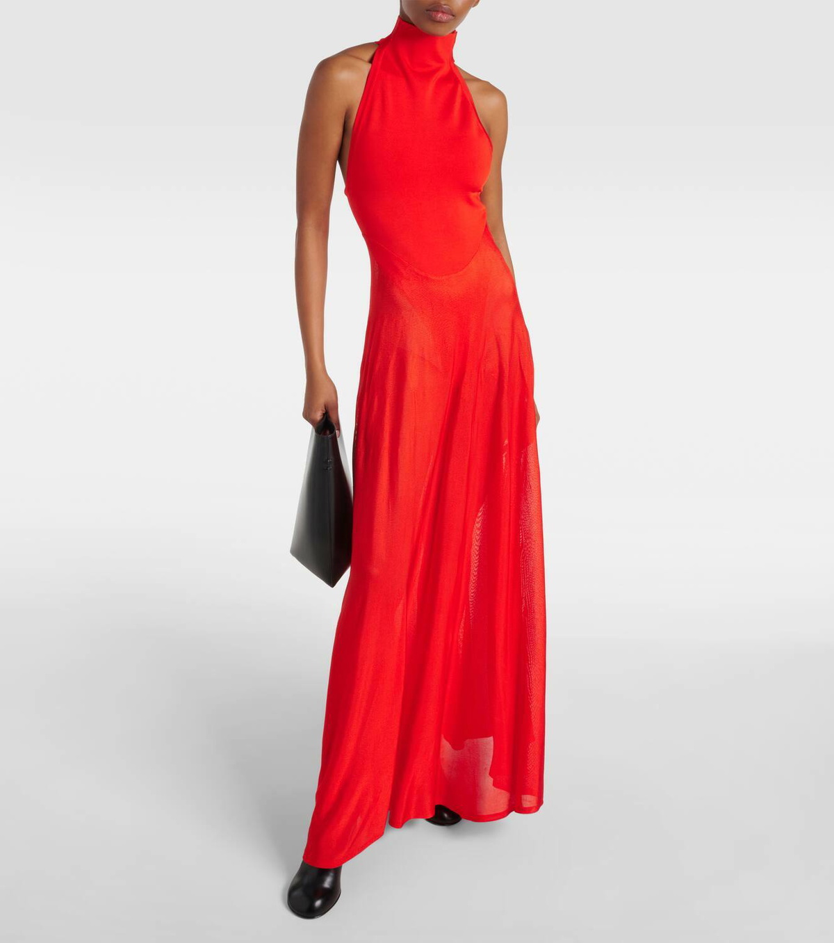 Alaïa Jersey and mesh maxi dress ALAÏA