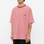 Undercoverism Men's Logo Tab Striped Cut Up Oversized T-Shirt in Red Border