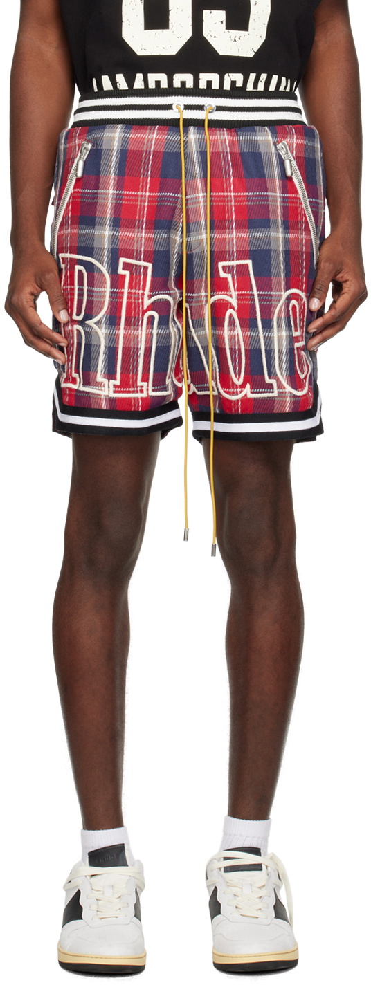 Rhude Navy Plaid Basketball Shorts Rhude