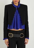 Chloe Scalloped Cropped Stretch-wool Blazer Black