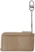 Givenchy Tan Embossed Logo Zipped Card Holder