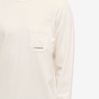 C.P. Company Men's Long Sleeve Pocket Logo T-Shirt in Gauze White