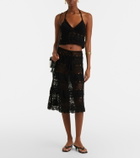 Anna Kosturova Filigree crochet halterneck cotton top