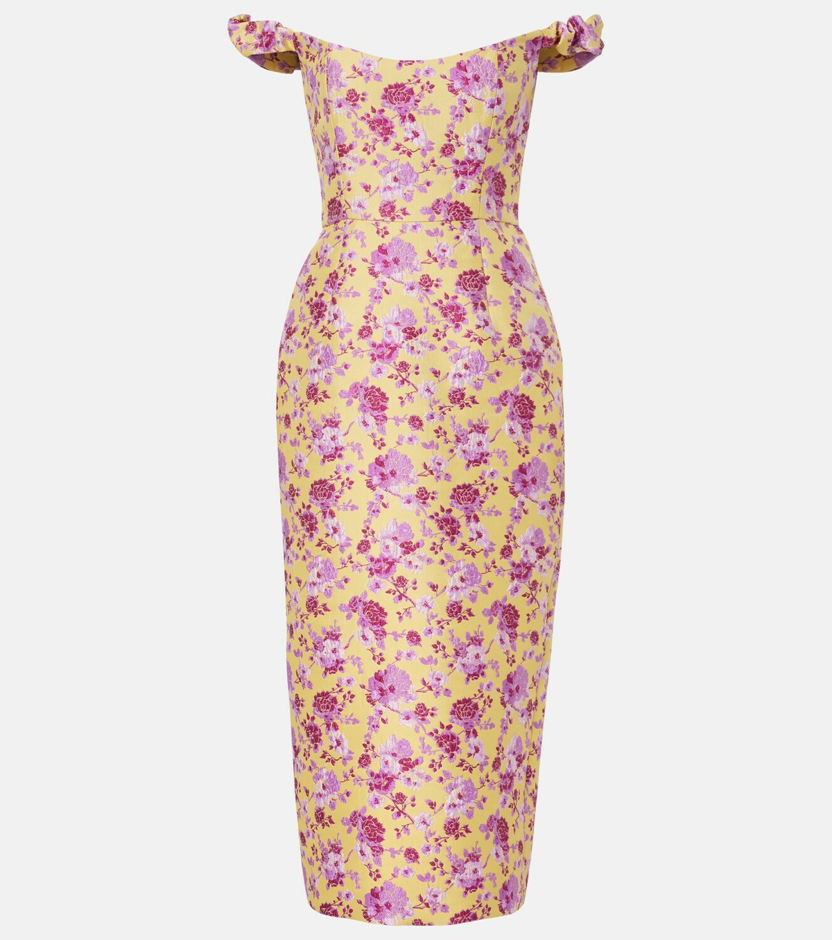 Markarian Amara floral off-shoulder brocade midi dress