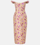 Markarian Amara floral off-shoulder brocade midi dress