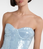 The New Arrivals Ilkyaz Ozel Pamela sequined draped strapless minidress
