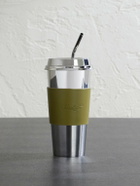 Christofle - Leather-Trimmed Stainless Steel Coffee Cup