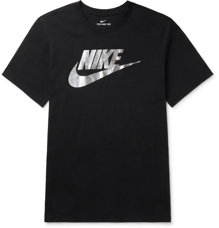 Photo: NIKE - Logo-Print Cotton-Jersey T-Shirt - Black