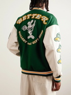 BETTER GIFT SHOP - Roots Gallery and Gift Shop Wool-Blend Felt and Leather Varsity Jacket - Green