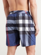 Burberry - Straight-Leg Mid-Length Checked Swim Shorts - Blue