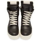 Rick Owens Black and Off-White Geobasket High-Top Sneakers