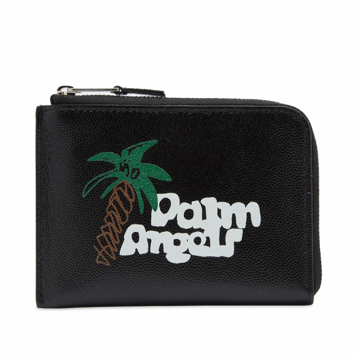 Photo: Palm Angels Men's Sketchy Zip Card Holder in Black