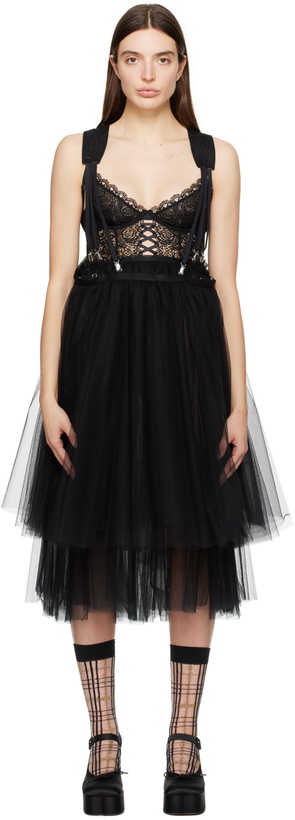 Photo: Noir Kei Ninomiya Black Tiered Midi Skirt