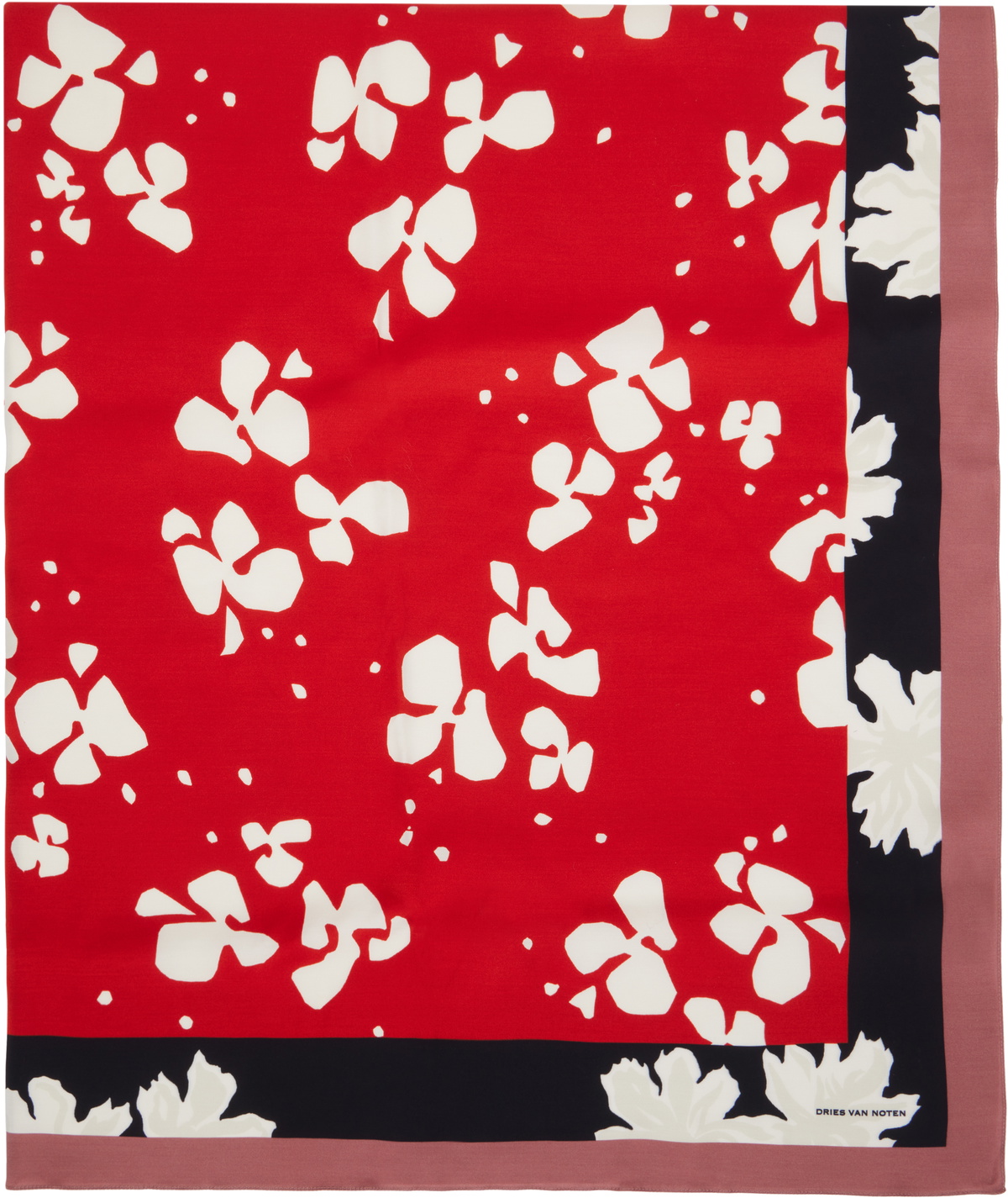 Dries Van Noten Red Printed Viscose Scarf
