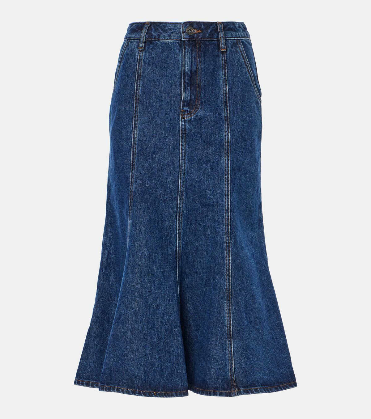 【関税&送料込】Self-Portrait Denim Flared Midi Skirt Self-Portrait Flared denim midi skirt Self-Portrait