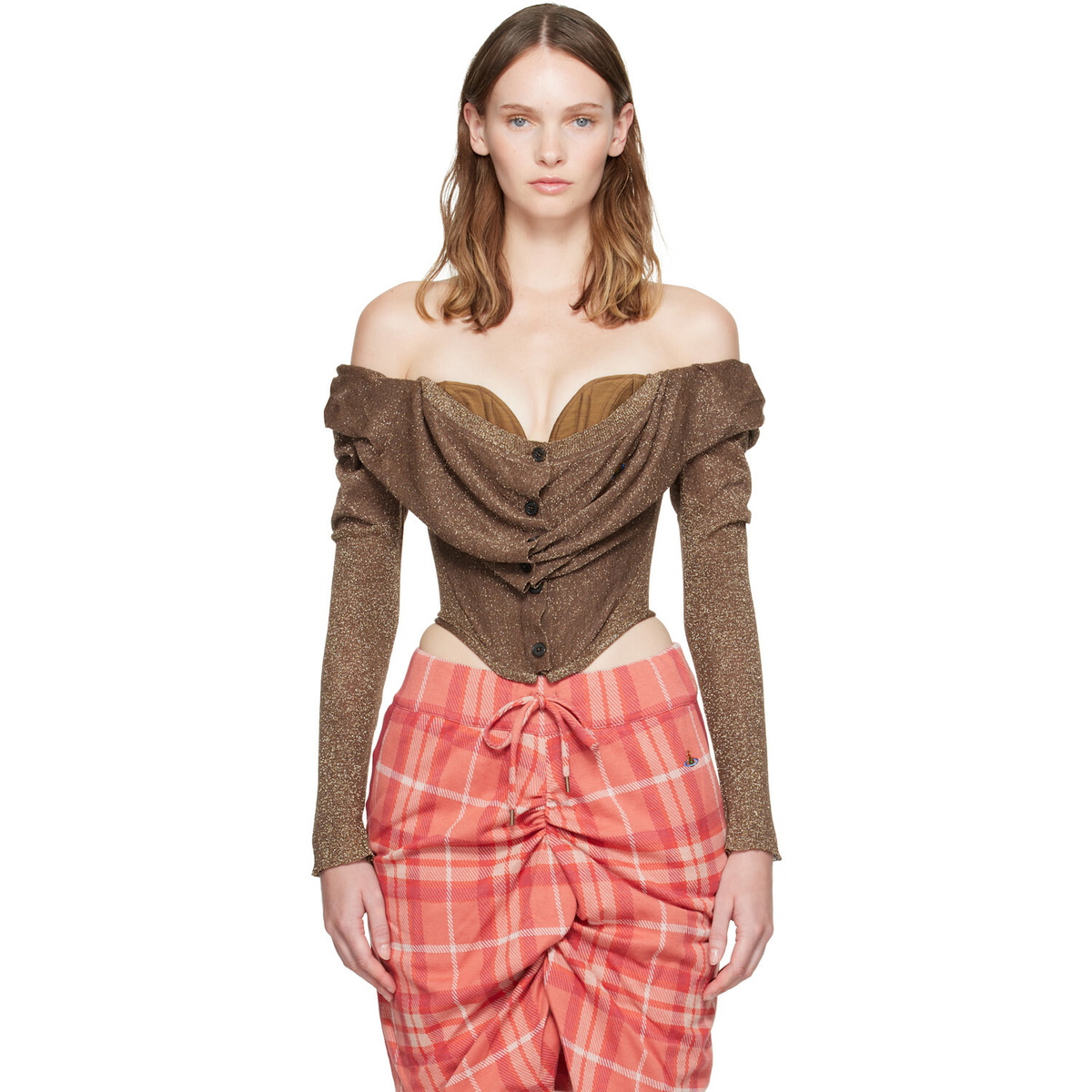 Vivienne Westwood Brown Bea Corset Cardi Top