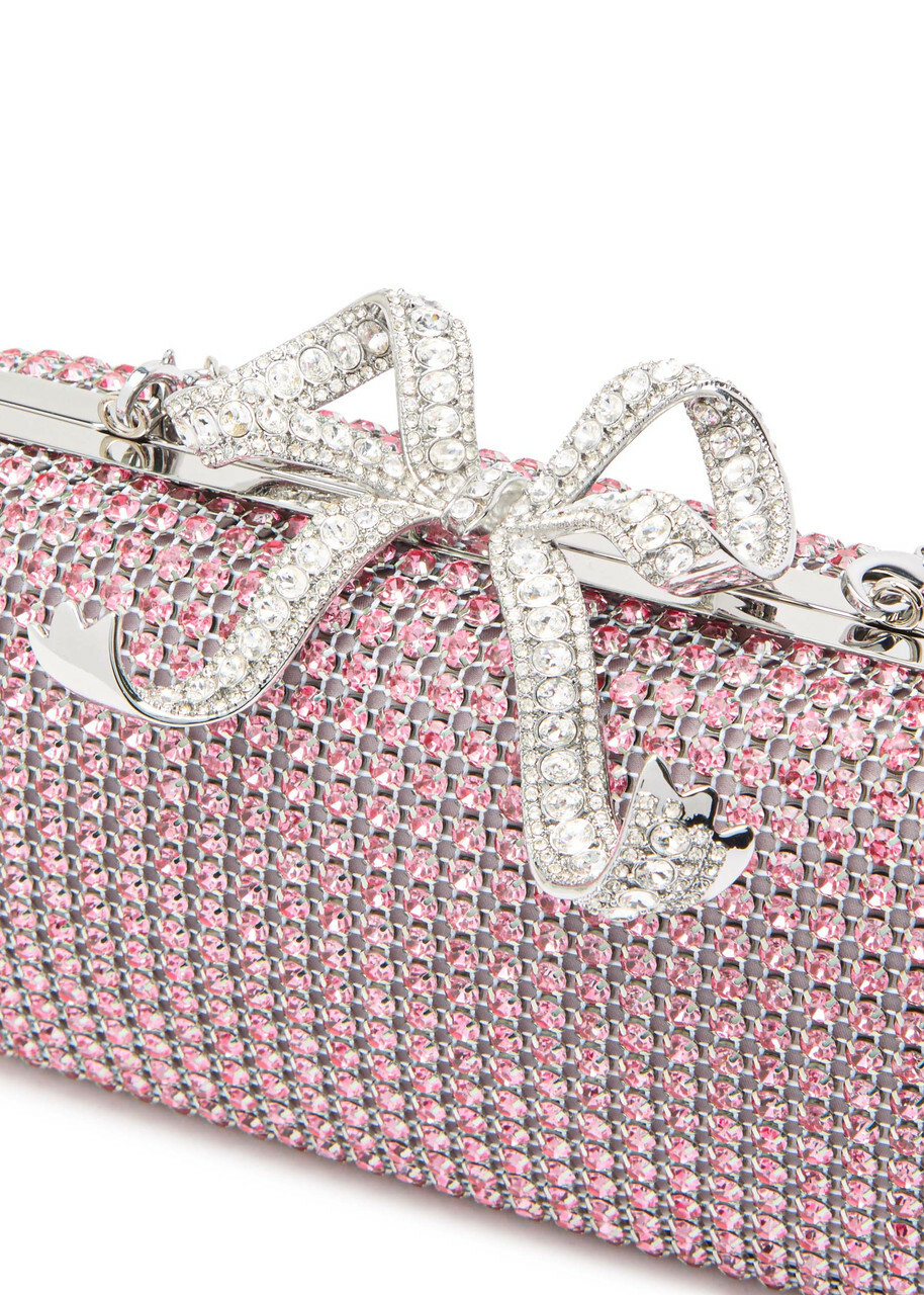 Self-portrait Crystal-embellished Satin box Clutch - Pink - One Size