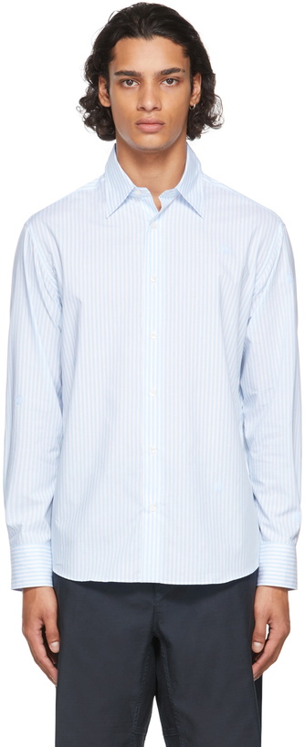 Photo: Dunhill Blue & White Striped Poplin Shirt