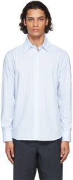 Dunhill Blue & White Striped Poplin Shirt