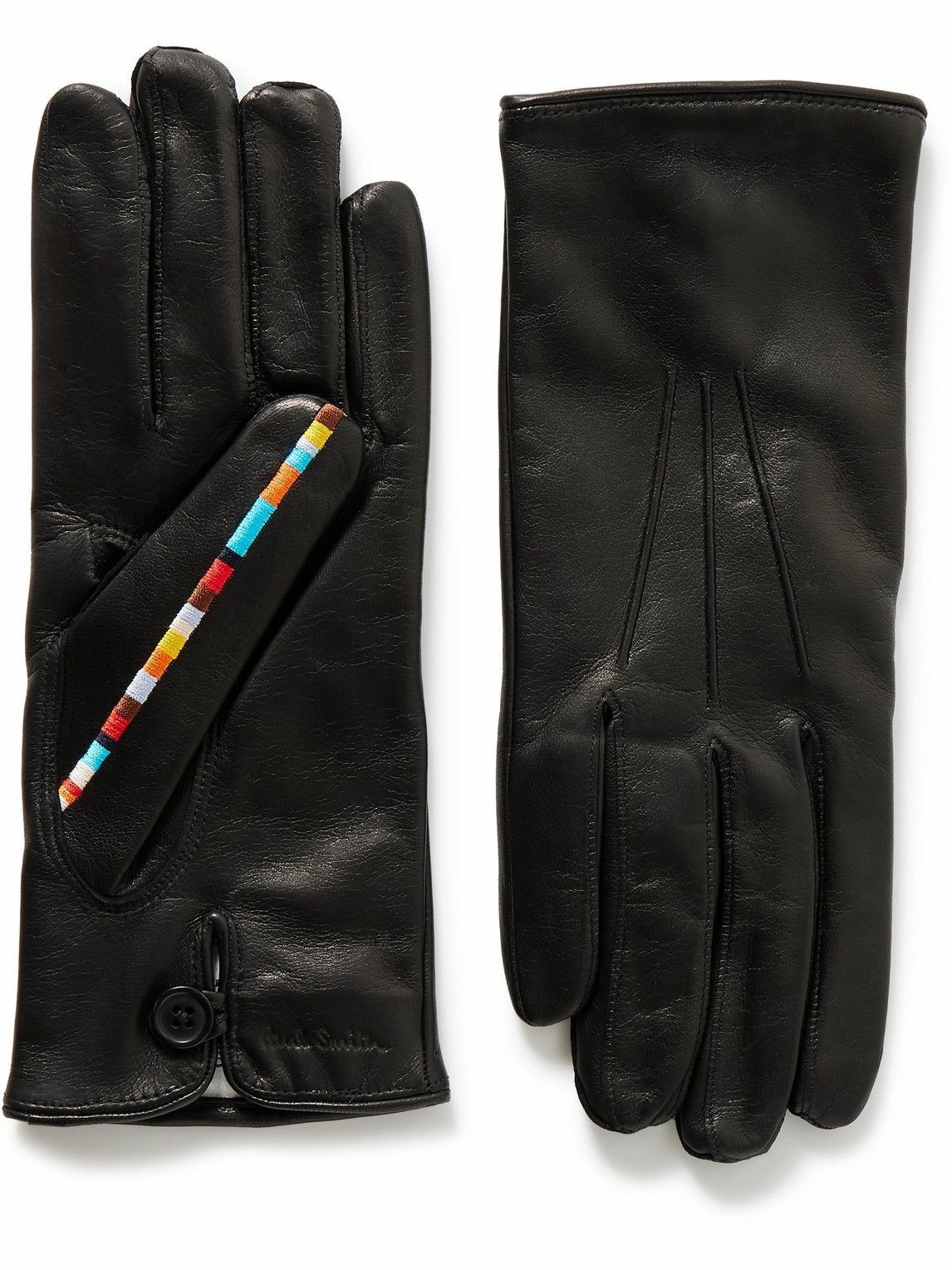 Paul Smith - Embroidered Leather Gloves - Black Paul Smith