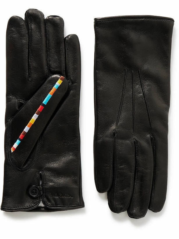Photo: Paul Smith - Embroidered Leather Gloves - Black