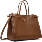 Valentino Garavani Brown Antibes Medium Calfskin Shopping Tote
