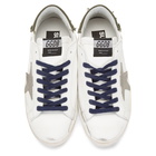 Golden Goose White and Khaki Superstar Sneakers