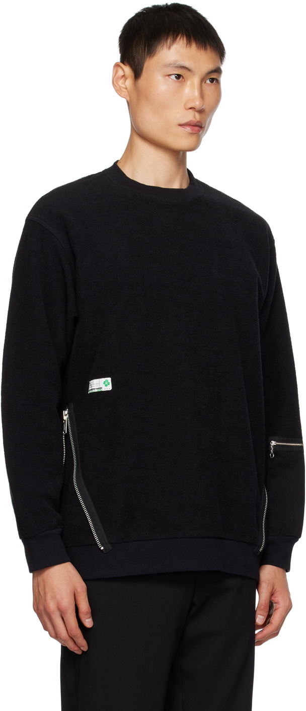 Undercover SS24 Printed Sweatshirt - Black Cotton Split-Hem