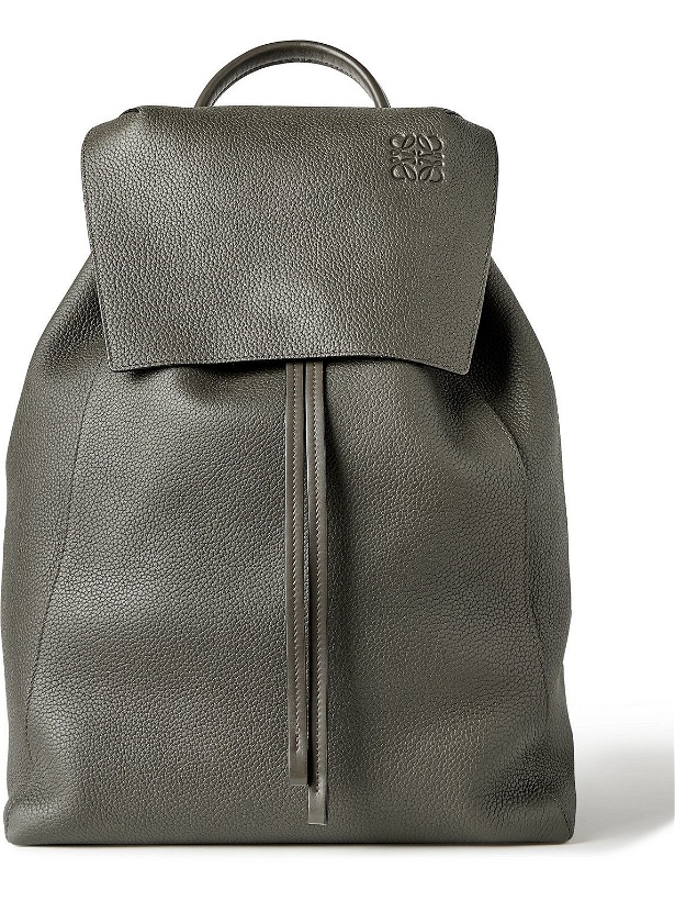 Photo: Loewe - Logo-Debossed Full-Grain Leather Backpack