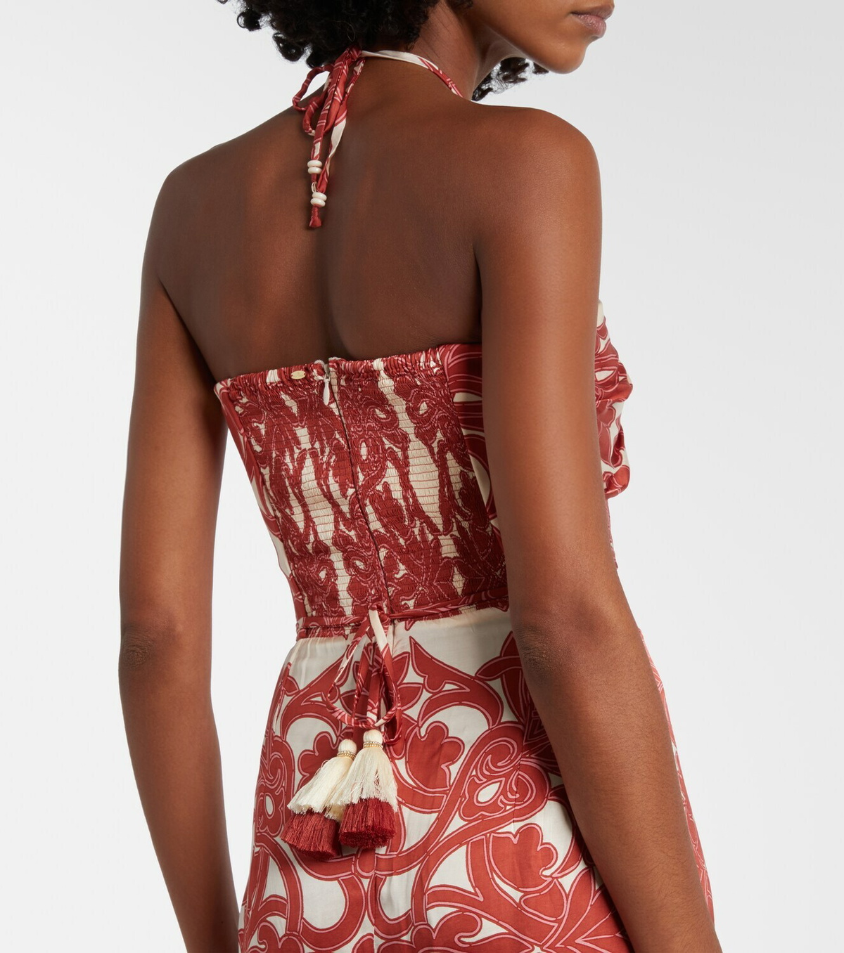 Poupette St Barth Collina printed satin midi dress