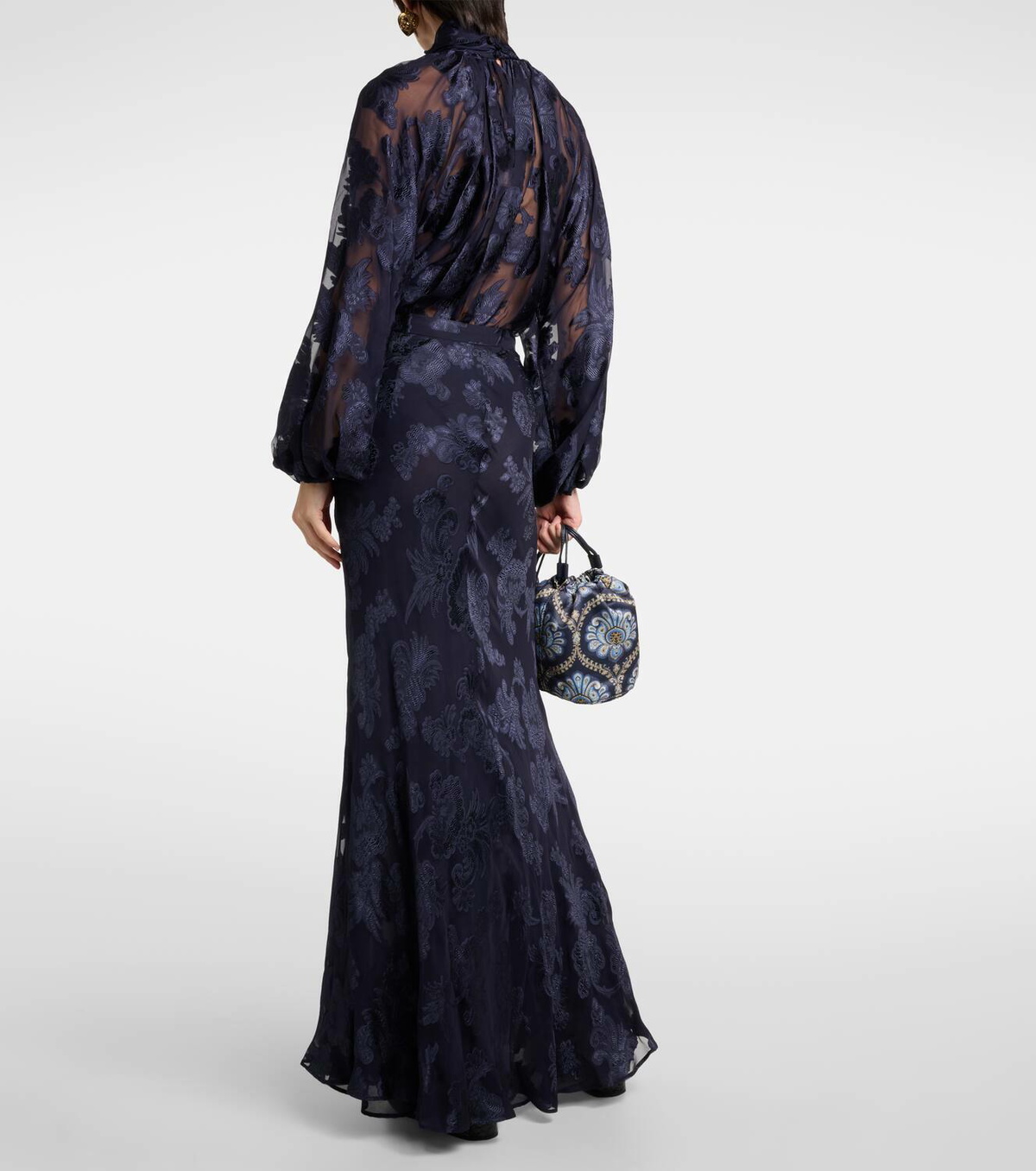 スカート ETRO Women Skirts WRHA0174AV619X0800 Black Paisley satin maxi skirt in black - Etro | Mytheresa