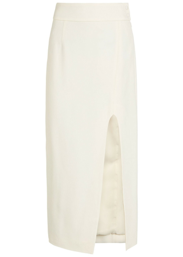 Photo: Victoria Beckham Split Twill Midi Skirt Ivory