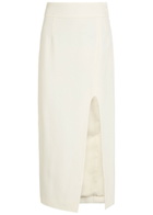 Victoria Beckham Split Twill Midi Skirt Ivory