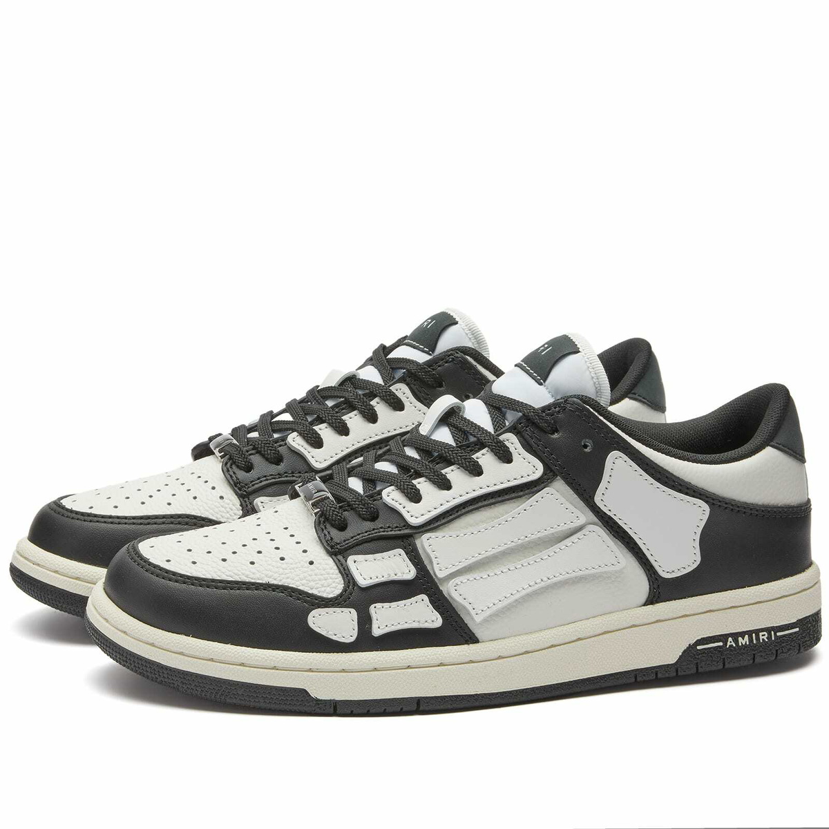 AMIRI Women's Skel Top Low Sneakers in Black/White Smooth/Pebbled ...