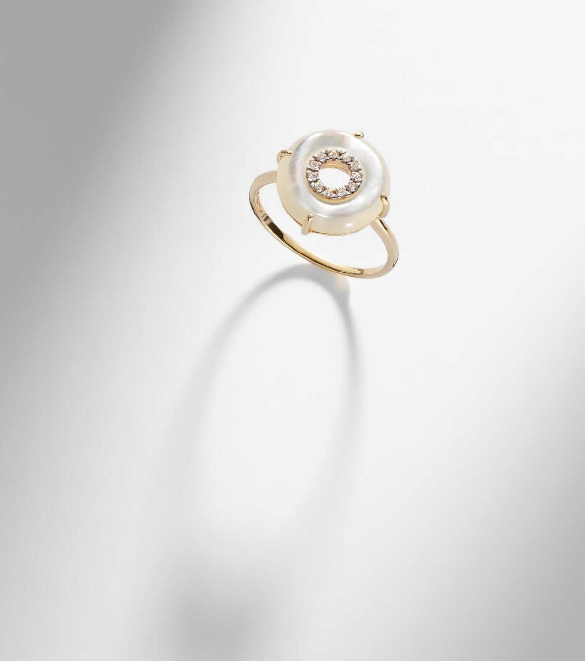 Mateo 14kt gold (585/1000) ring with diamonds and pearls