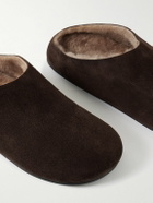 The Row - Hudson Shearling-Lined Suede Clogs - Brown