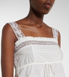 Ganni Lace-trimmed ruffled cotton crop top
