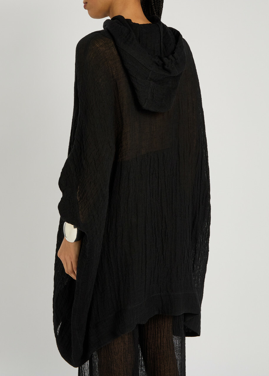 Lisa Marie Fernandez Hooded Linen-blend Beach Poncho Black
