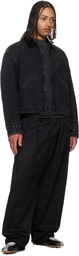 Maison Margiela Black Corduroy Collar Faded Denim Jacket