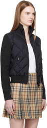 Burberry Black Check-Stitch Nylon & Wool Bomber Jacket