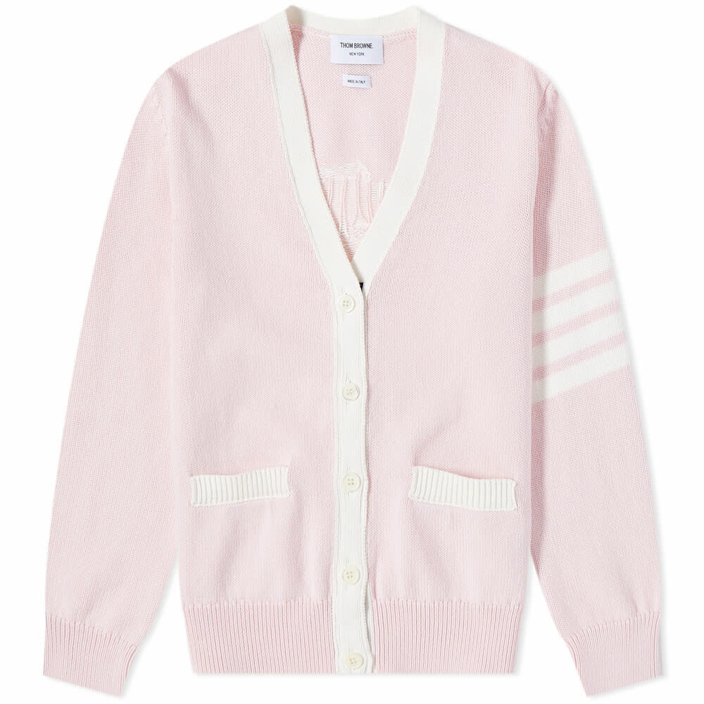 Thom Browne Women's Flower Icon 4 Bar V Neck Cardigan in Light Pink ...