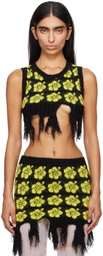 Ashley Williams Black & Yellow Ganguro Floral Tank Top