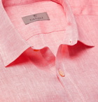 Canali - Slim-Fit Slub Linen Shirt - Coral