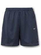 Nike - Solo Swoosh Straight-Leg Logo-Embroidered Mesh Shorts - Blue